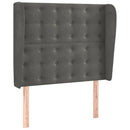 sengegavl med kanter 83x23x118/128 cm fløjl mørkegrå
