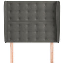 sengegavl med kanter 83x23x118/128 cm fløjl mørkegrå