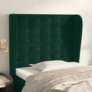 sengegavl med kanter 83x23x118/128 cm fløjl mørkegrøn