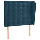 sengegavl med kanter 83x23x118/128 cm fløjl mørkeblå