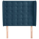sengegavl med kanter 83x23x118/128 cm fløjl mørkeblå