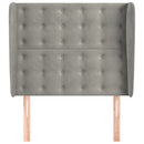 sengegavl med kanter 93x23x118/128 cm fløjl lysegrå
