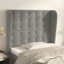 sengegavl med kanter 93x23x118/128 cm fløjl lysegrå
