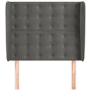 sengegavl med kanter 93x23x118/128 cm fløjl mørkegrå