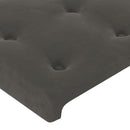 sengegavl med kanter 93x23x118/128 cm fløjl mørkegrå
