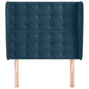 sengegavl med kanter 93x23x118/128 cm fløjl mørkeblå