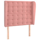 sengegavl med kanter 93x23x118/128 cm fløjl lyserød