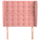 sengegavl med kanter 93x23x118/128 cm fløjl lyserød