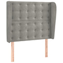 sengegavl med kanter 103x23x118/128 cm fløjl lysegrå