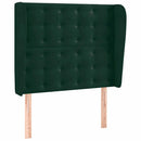 sengegavl med kanter 103x23x118/128 cm fløjl mørkegrøn