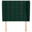 sengegavl med kanter 103x23x118/128 cm fløjl mørkegrøn