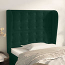 sengegavl med kanter 103x23x118/128 cm fløjl mørkegrøn