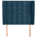 sengegavl med kanter 103x23x118/128 cm fløjl mørkeblå