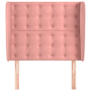 sengegavl med kanter 103x23x118/128 cm fløjl lyserød