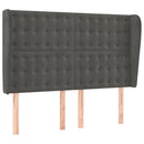 sengegavl med kanter 147x23x118/128 cm fløjl mørkegrå