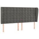 sengegavl med kanter 163x23x118/128 cm fløjl mørkegrå