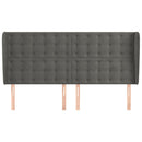 sengegavl med kanter 163x23x118/128 cm fløjl mørkegrå