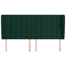 sengegavl med kanter 163x23x118/128 cm fløjl mørkegrøn
