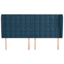 sengegavl med kanter 163x23x118/128 cm fløjl mørkeblå