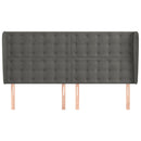 sengegavl med kanter 183x23x118/128 cm fløjl mørkegrå