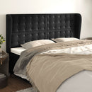 sengegavl med kanter 183x23x118/128 cm fløjl sort