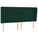 sengegavl med kanter 183x23x118/128 cm fløjl mørkegrøn