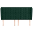 sengegavl med kanter 183x23x118/128 cm fløjl mørkegrøn