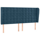 sengegavl med kanter 183x23x118/128 cm fløjl mørkeblå