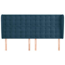 sengegavl med kanter 183x23x118/128 cm fløjl mørkeblå