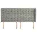 sengegavl med kanter 203x23x118/128 cm fløjl lysegrå