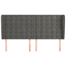 sengegavl med kanter 203x23x118/128 cm fløjl mørkegrå