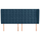 sengegavl med kanter 203x23x118/128 cm fløjl mørkeblå