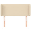 sengegavl med kanter 83x16x78/128 cm stof cremefarvet