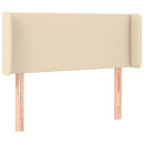 sengegavl med kanter 93x16x78/88 cm stof cremefarvet