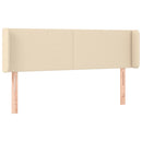 sengegavl med kanter 147x16x78/88 cm stof cremefarvet