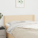 sengegavl med kanter 147x16x78/88 cm stof cremefarvet