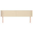sengegavl med kanter 163x16x78/88 cm stof cremefarvet