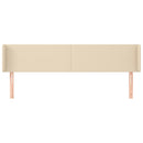 sengegavl med kanter 183x16x78/88 cm stof cremefarvet