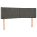 sengegavl med kanter 147x16x78/88 cm fløjl mørkegrå