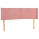 sengegavl med kanter 147x16x78/88 cm fløjl lyserød
