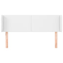 sengegavl med kanter 147x16x78/88 cm kunstlæder hvid