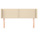 sengegavl med kanter 147x16x78/88 cm stof cremefarvet