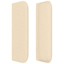sengegavl med kanter 147x16x78/88 cm stof cremefarvet