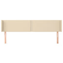 sengegavl med kanter 203x16x78/88 cm stof cremefarvet