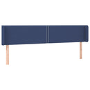 sengegavl med kanter 203x16x78/88 cm stof blå