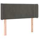 sengegavl med kanter 93x16x78/88 cm fløjl mørkegrå