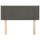 sengegavl med kanter 103x16x78/88 cm fløjl mørkegrå