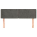 sengegavl med kanter 147x16x78/88 cm fløjl mørkegrå
