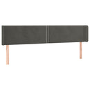sengegavl med kanter 163x16x78/88 cm fløjl mørkegrå