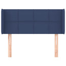 sengegavl med kanter 83x16x78/128 cm stof blå